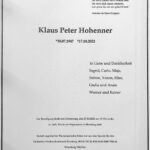 Todesanzeige Klaus Peter Hohenner